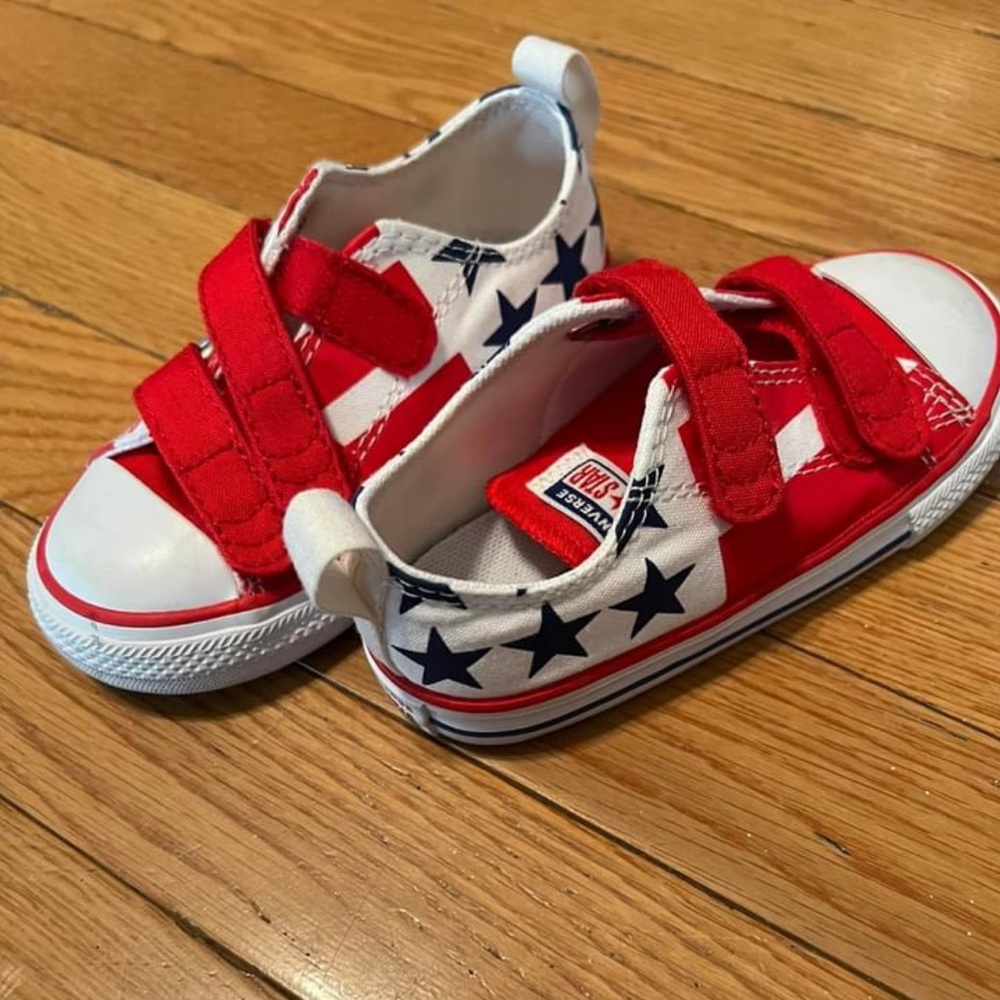 red white and blue converse